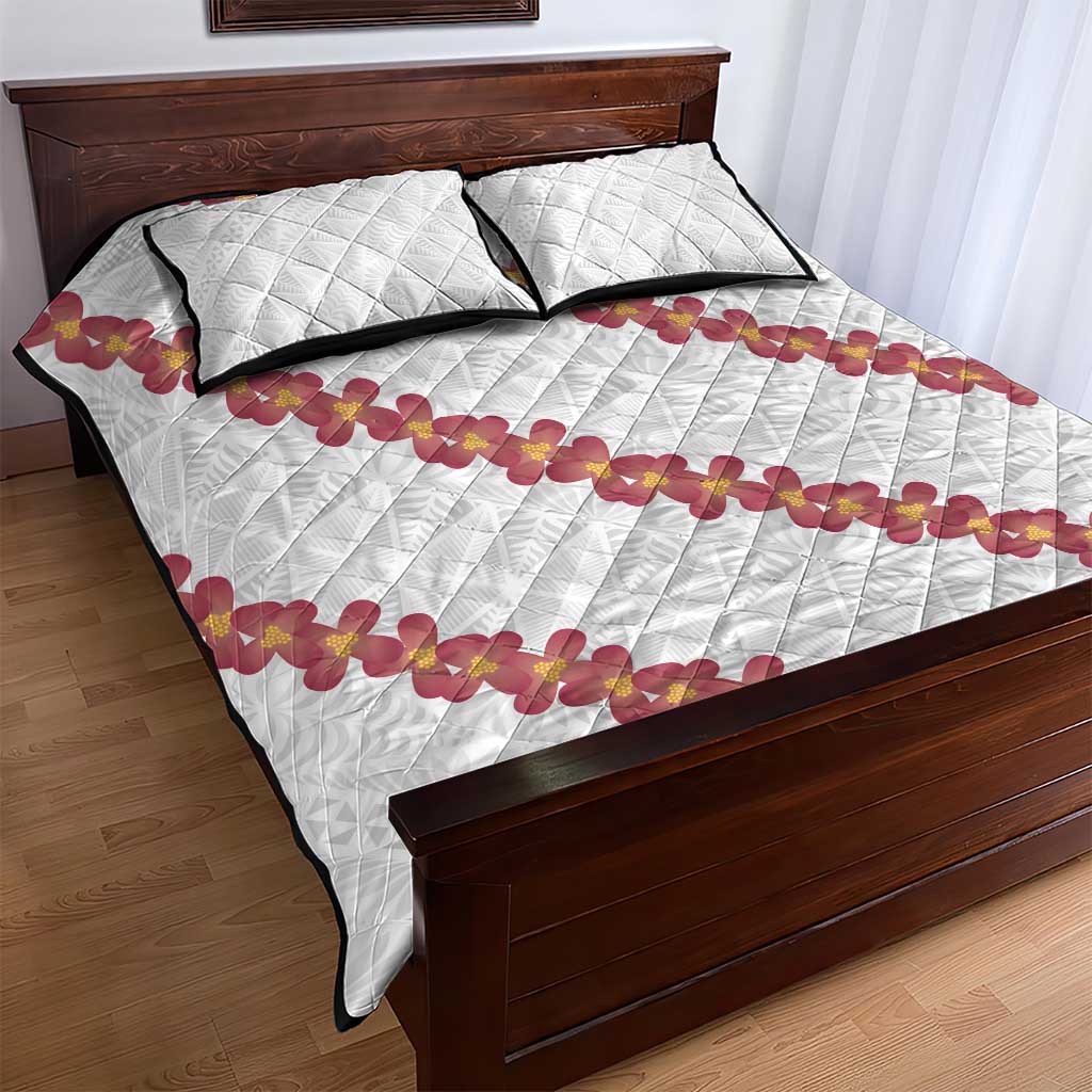 White Sunday Tonga Fakame Quilt Bed Set Tongan Ngatu Heilala Lei LT14 - Polynesian Pride