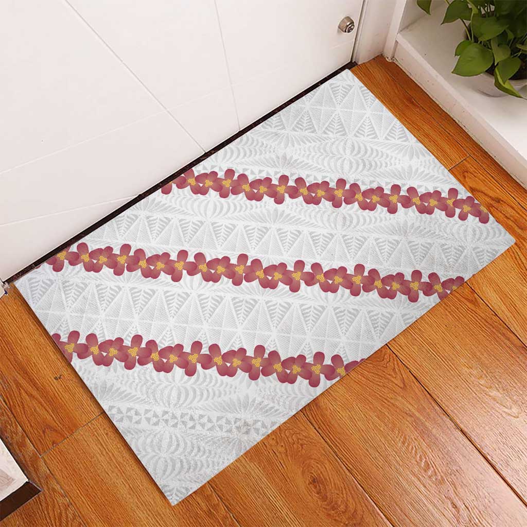White Sunday Tonga Fakame Rubber Doormat Tongan Ngatu Heilala Lei - Polynesian Pride