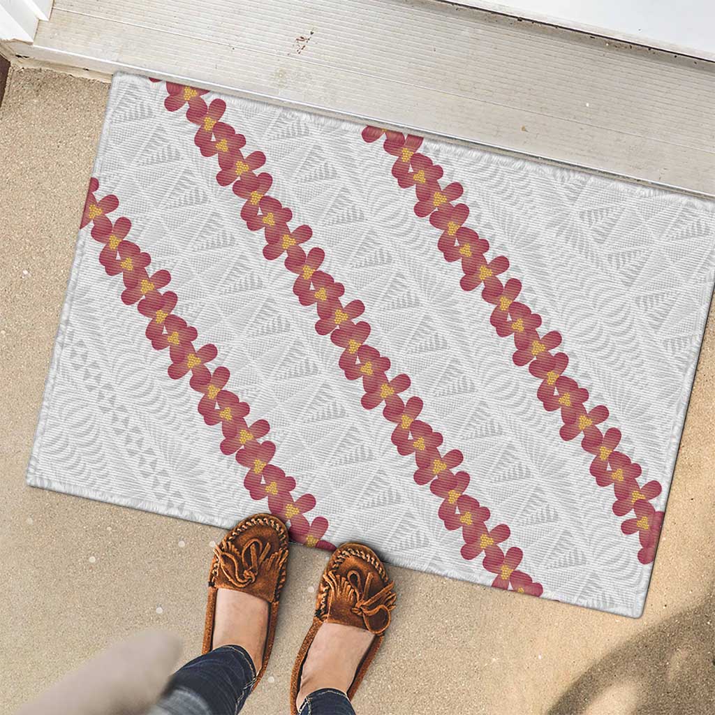 White Sunday Tonga Fakame Rubber Doormat Tongan Ngatu Heilala Lei - Polynesian Pride