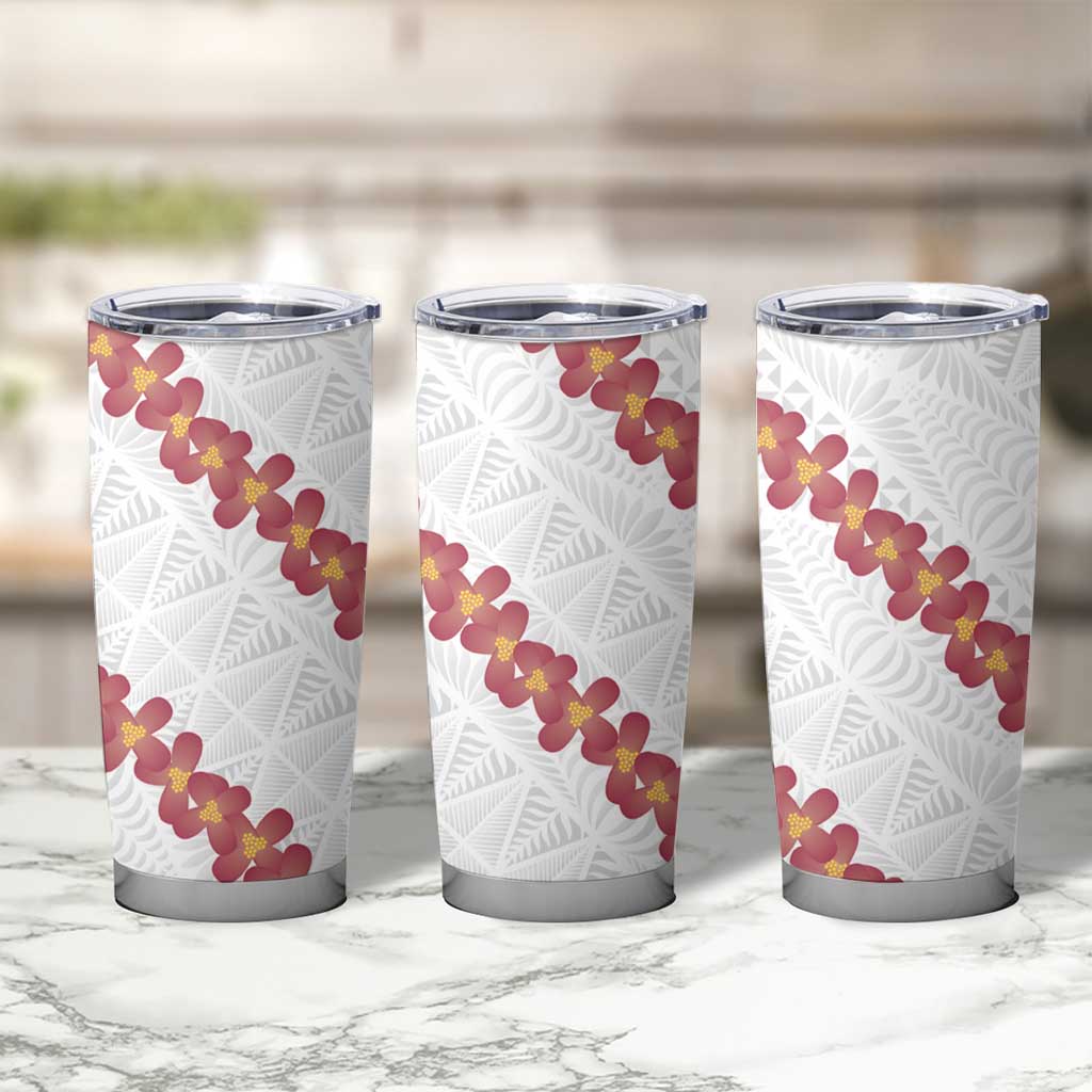 White Sunday Tonga Fakame Tumbler Cup Tongan Ngatu Heilala Lei - Polynesian Pride