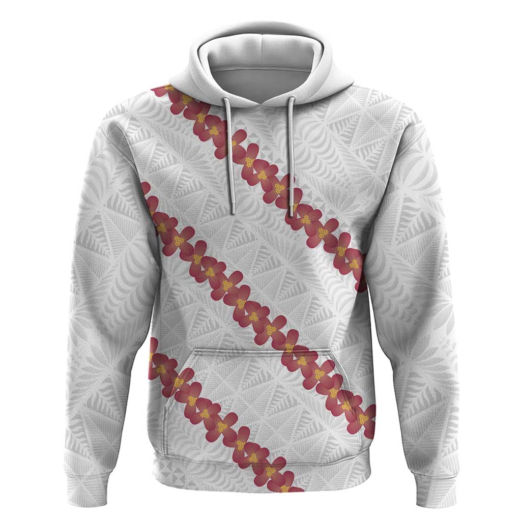 White Sunday Tonga Fakame Zip Hoodie Tongan Ngatu Heilala Lei - Polynesian Pride