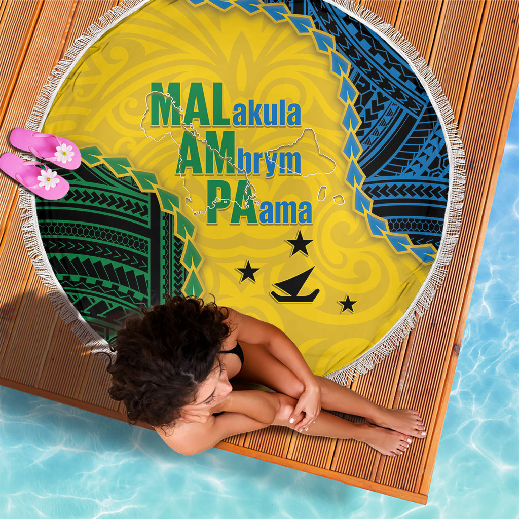 Malampa Province Vanuatu Beach Blanket Map With Polynesian Pattern LT14 - Polynesian Pride