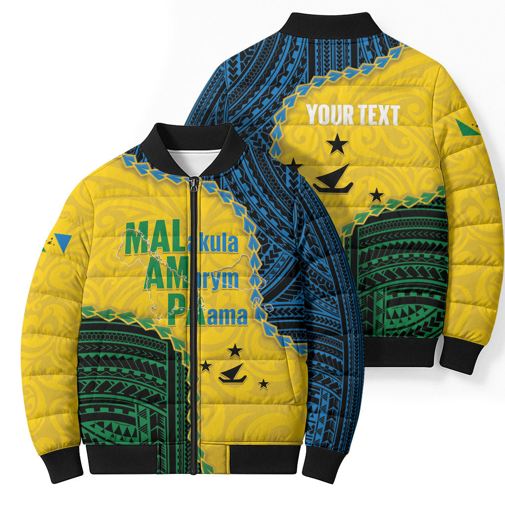 Personalised Malampa Province Vanuatu Bomber Puffer Jacket Map With Polynesian Pattern LT14 - Polynesian Pride