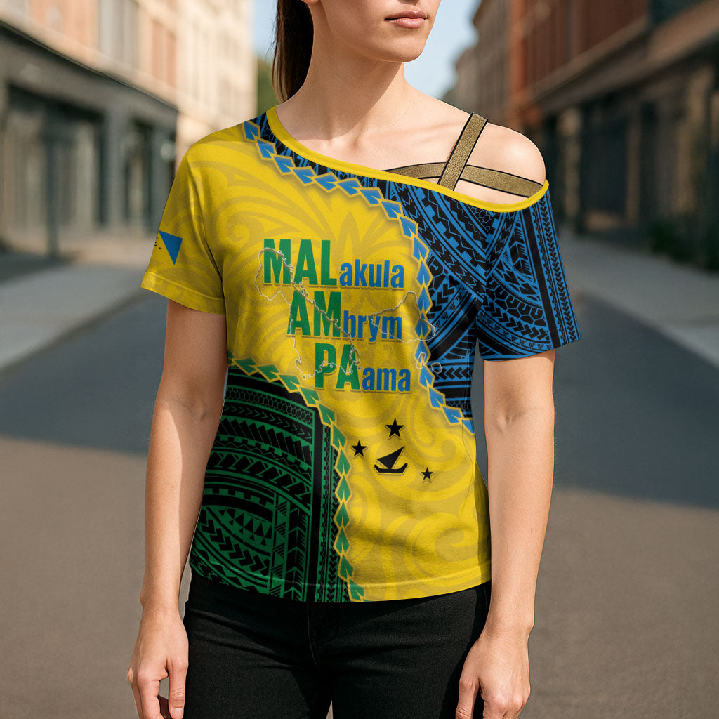 Personalised Malampa Province Vanuatu Cross Shoulder Shirt Map With Polynesian Pattern LT14 - Polynesian Pride