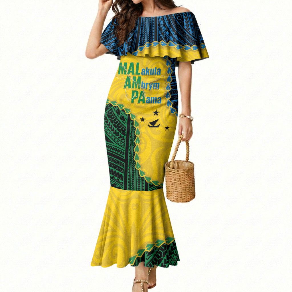 Personalised Malampa Province Vanuatu Mermaid Dress Map With Polynesian Pattern LT14 Women Multicolor - Polynesian Pride