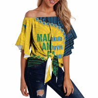 Personalised Malampa Province Vanuatu Off Shoulder Wrap Waist Top Map With Polynesian Pattern LT14 Multicolor - Polynesian Pride