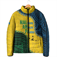 Personalised Malampa Province Vanuatu Padded Jacket Map With Polynesian Pattern LT14 - Polynesian Pride