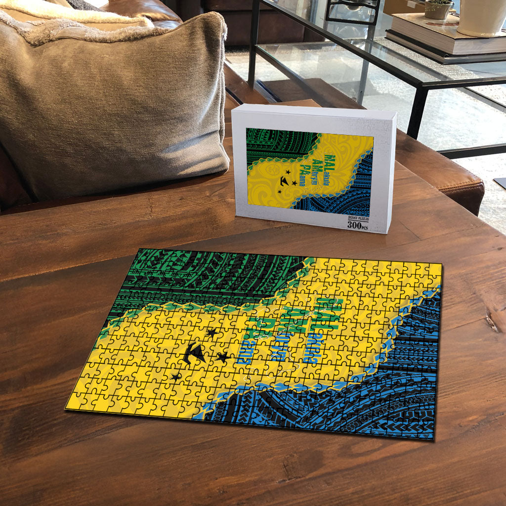 Malampa Province Vanuatu Puzzle Map With Polynesian Pattern LT14 - Polynesian Pride