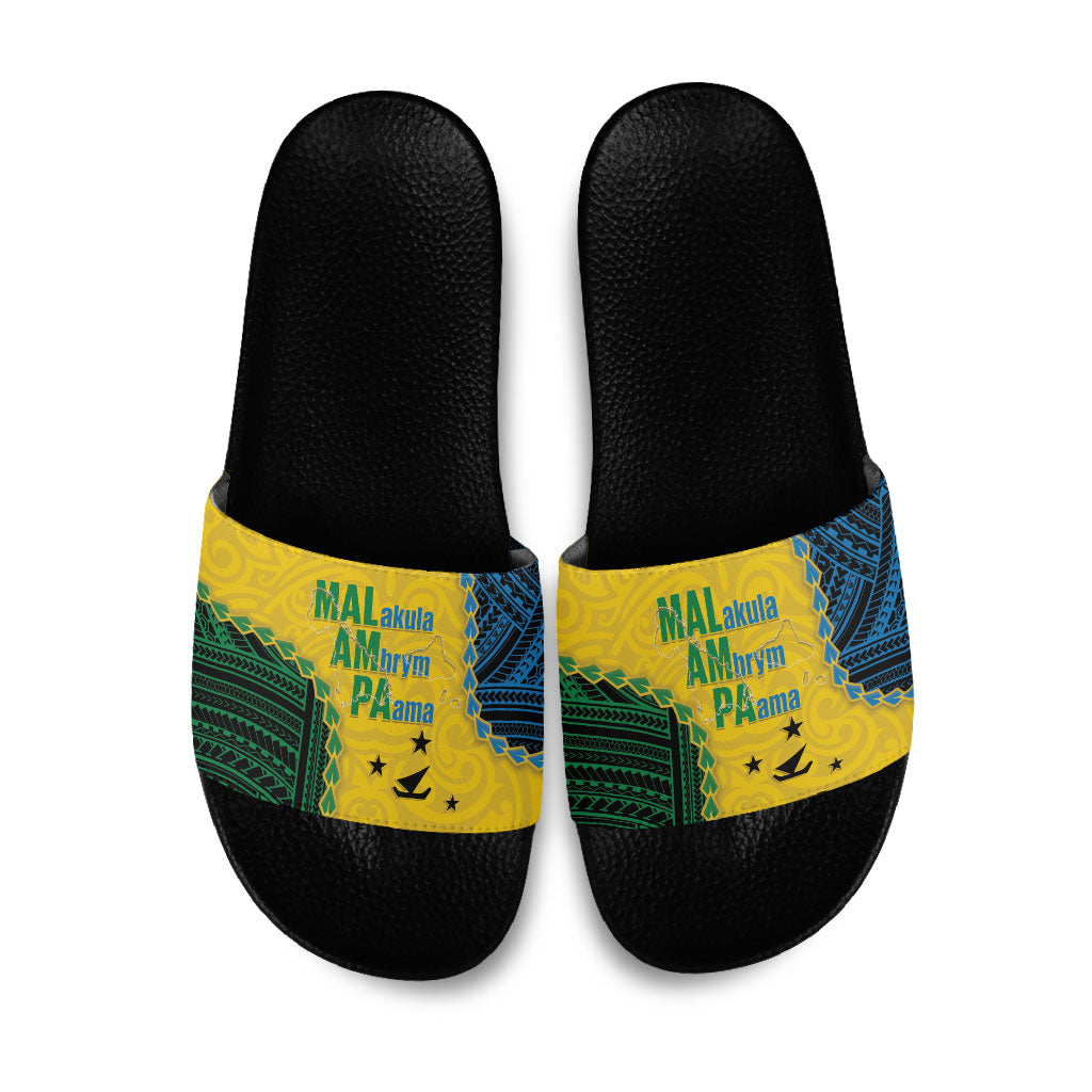 Malampa Province Vanuatu Slide Sandals Map With Polynesian Pattern LT14 Multicolor - Polynesian Pride