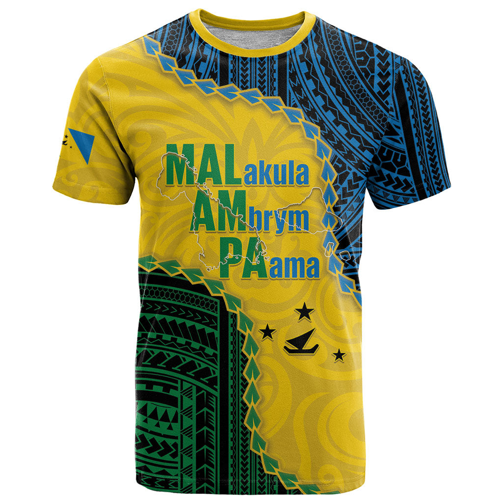 Personalised Malampa Province Vanuatu T Shirt Map With Polynesian Pattern LT14 Multicolor - Polynesian Pride