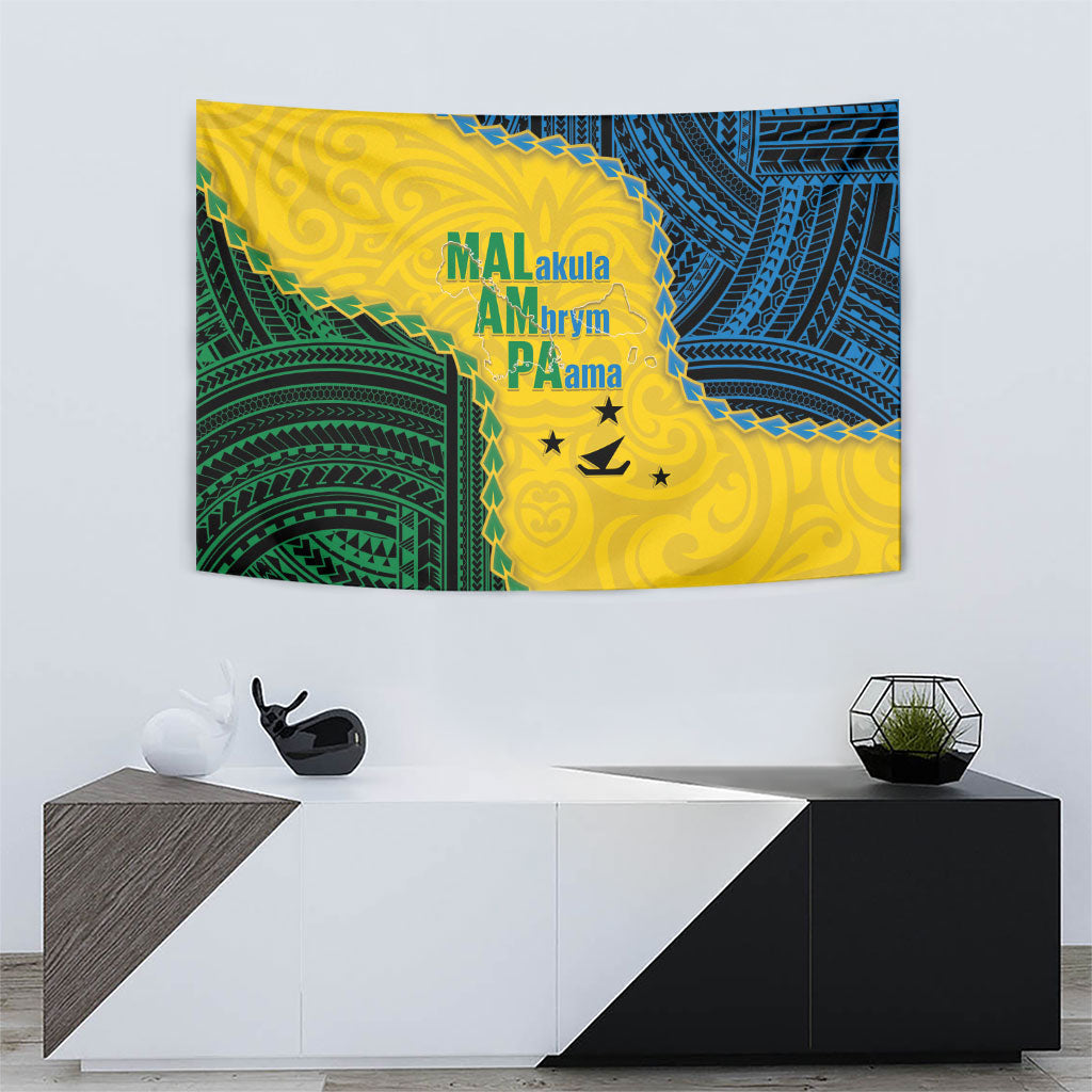Malampa Province Vanuatu Tapestry Map With Polynesian Pattern LT14 - Polynesian Pride
