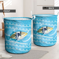 Aloha Hawaii Humuhumu Reef Triggerfish Laundry Basket Hawaiian Leis Kakau Pattern LT14 - Polynesian Pride