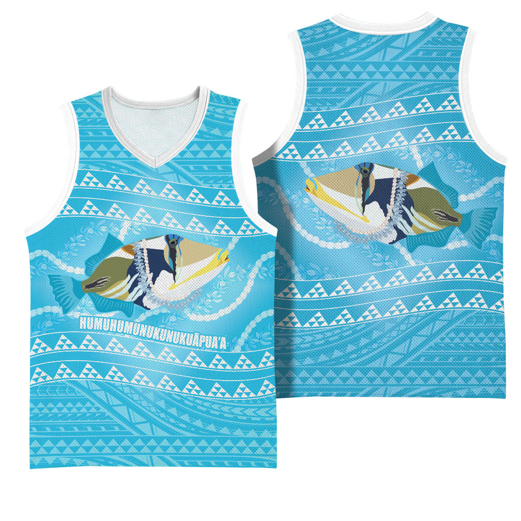 Aloha Hawaii Humuhumu Reef Triggerfish Basketball Jersey Hawaiian Leis Kakau Pattern LT14 - Polynesian Pride