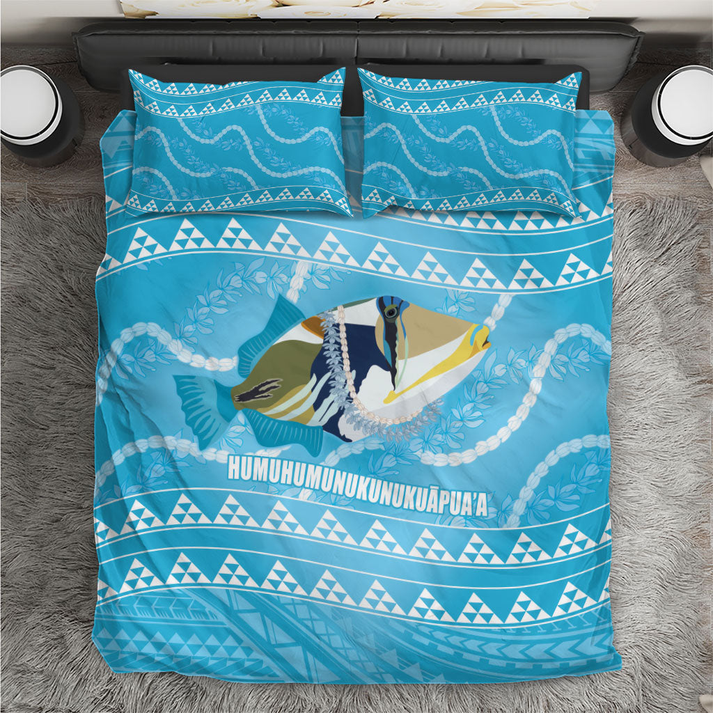 Aloha Hawaii Humuhumu Reef Triggerfish Bedding Set Hawaiian Leis Kakau Pattern LT14 Blue - Polynesian Pride