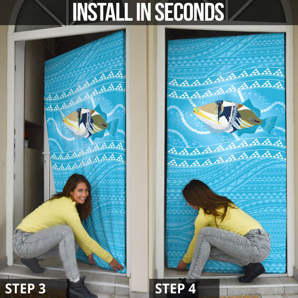 Aloha Hawaii Humuhumu Reef Triggerfish Door Cover Hawaiian Leis Kakau Pattern LT14 - Polynesian Pride