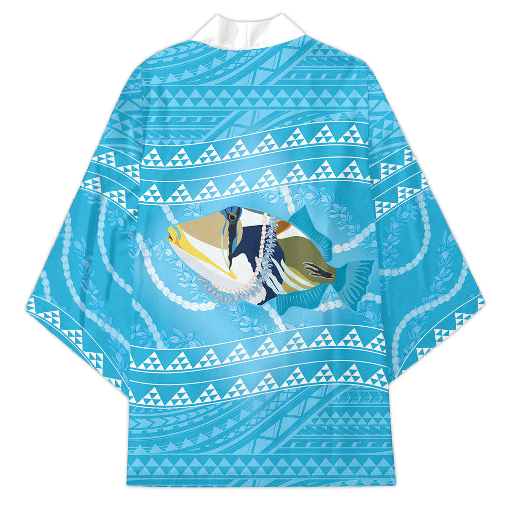 Aloha Hawaii Humuhumu Reef Triggerfish Kimono Hawaiian Leis Kakau Pattern LT14 - Polynesian Pride