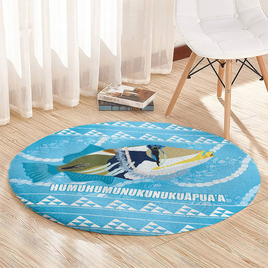 Aloha Hawaii Humuhumu Reef Triggerfish Round Carpet Hawaiian Leis Kakau Pattern LT14 - Polynesian Pride