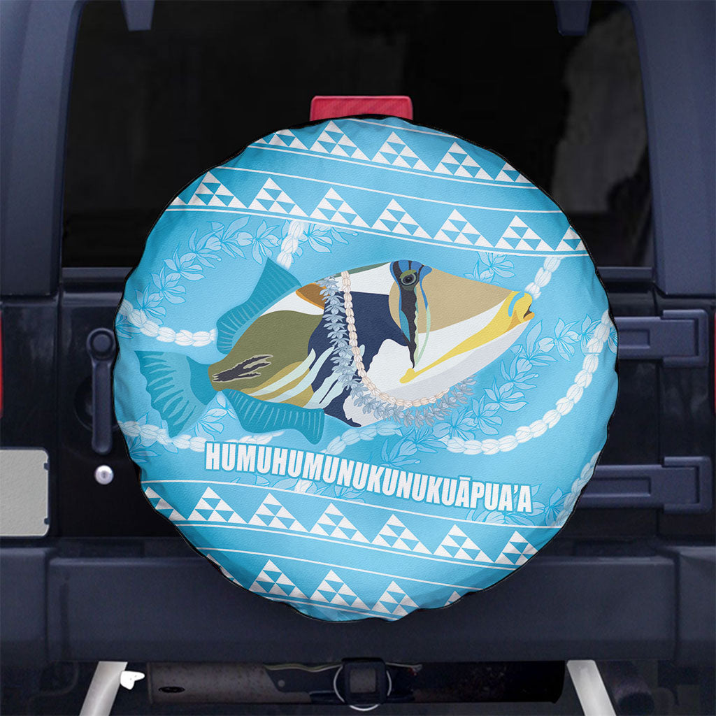 Aloha Hawaii Humuhumu Reef Triggerfish Spare Tire Cover Hawaiian Leis Kakau Pattern LT14 No hole Blue - Polynesian Pride