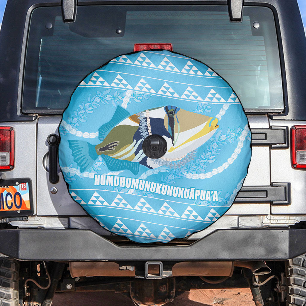 Aloha Hawaii Humuhumu Reef Triggerfish Spare Tire Cover Hawaiian Leis Kakau Pattern LT14 Blue - Polynesian Pride