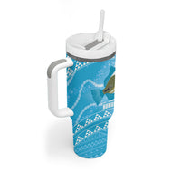 Aloha Hawaii Humuhumu Reef Triggerfish Tumbler With Handle Hawaiian Leis Kakau Pattern LT14 - Polynesian Pride