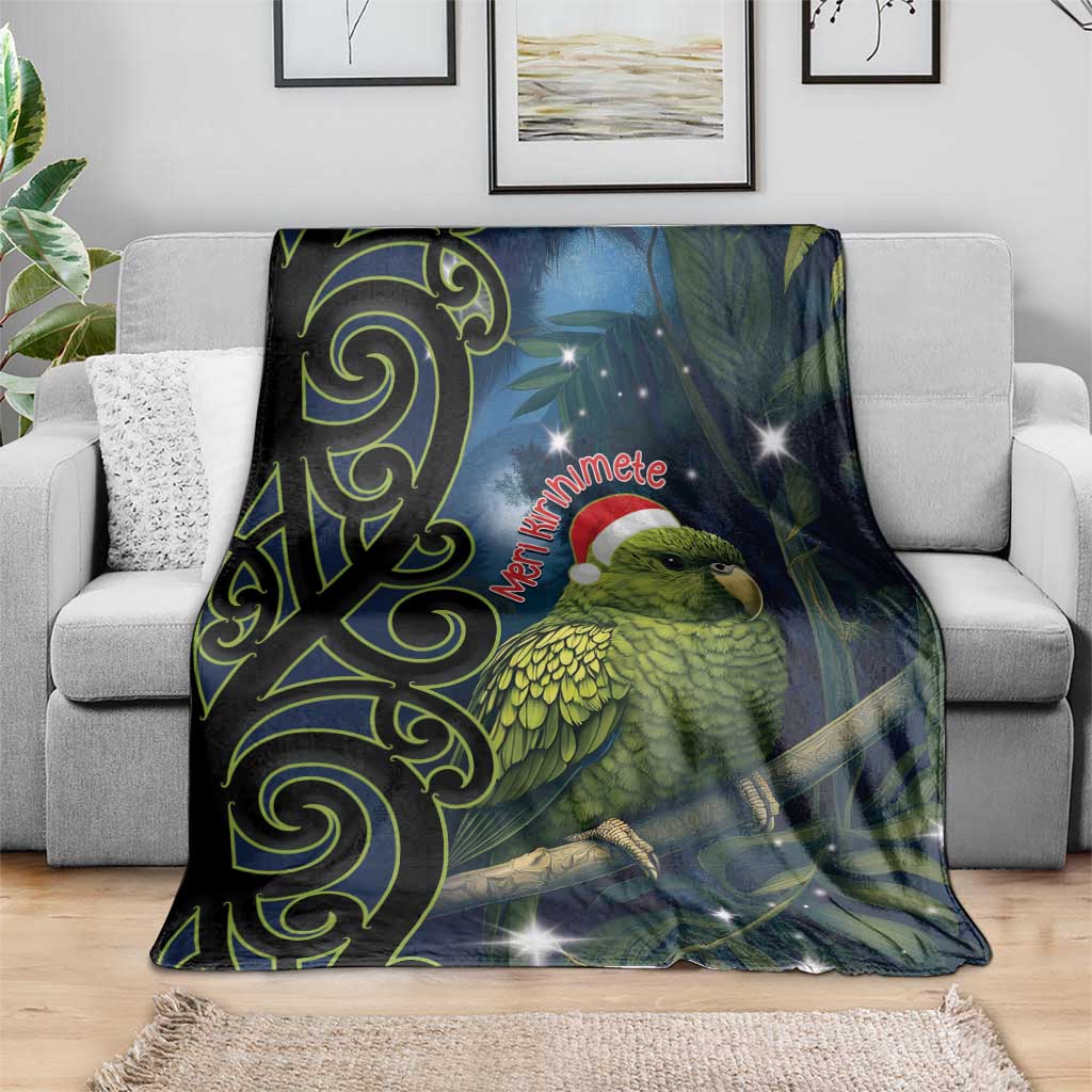 New Zealand Christmas Blanket Cute Kakapo Meri Kirihimete Maori Koru