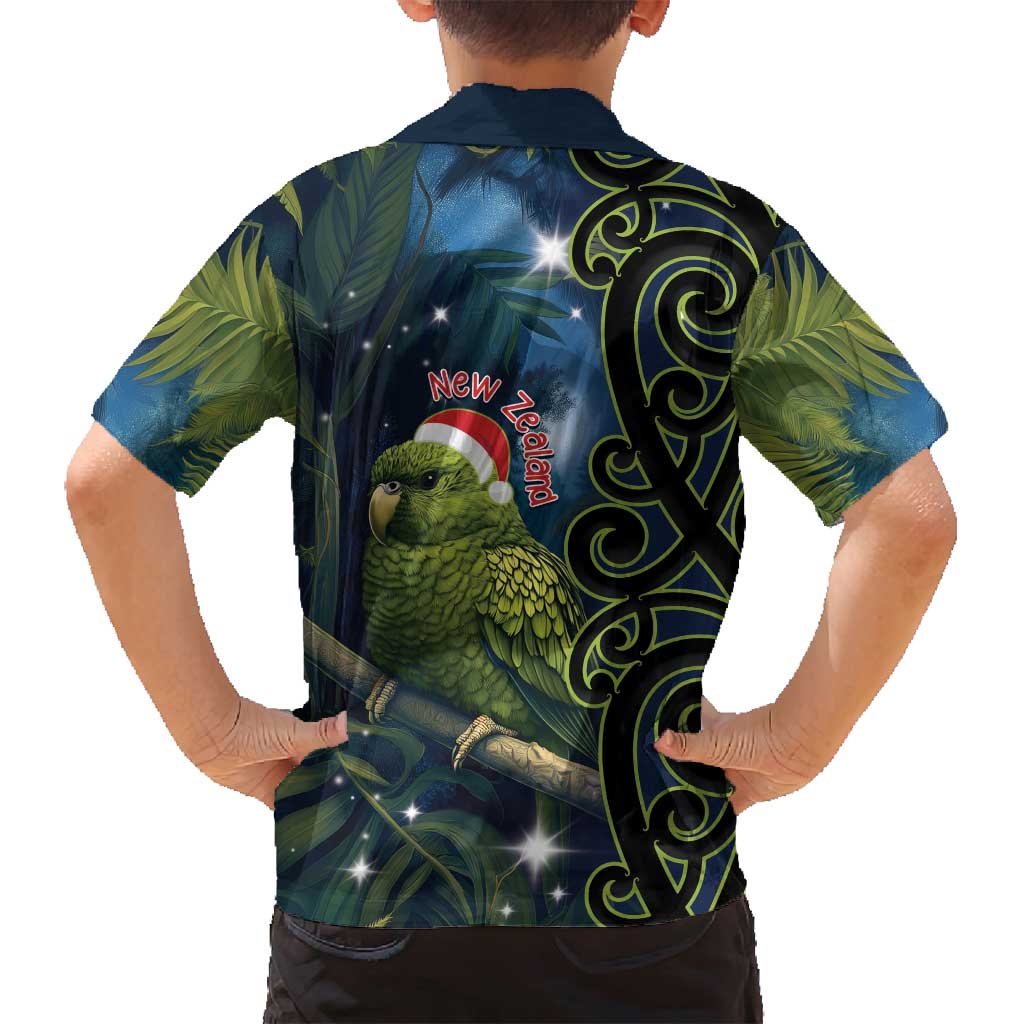 New Zealand Christmas Family Matching Off Shoulder Maxi Dress and Hawaiian Shirt Cute Kakapo Meri Kirihimete Maori Koru LT14 - Polynesian Pride