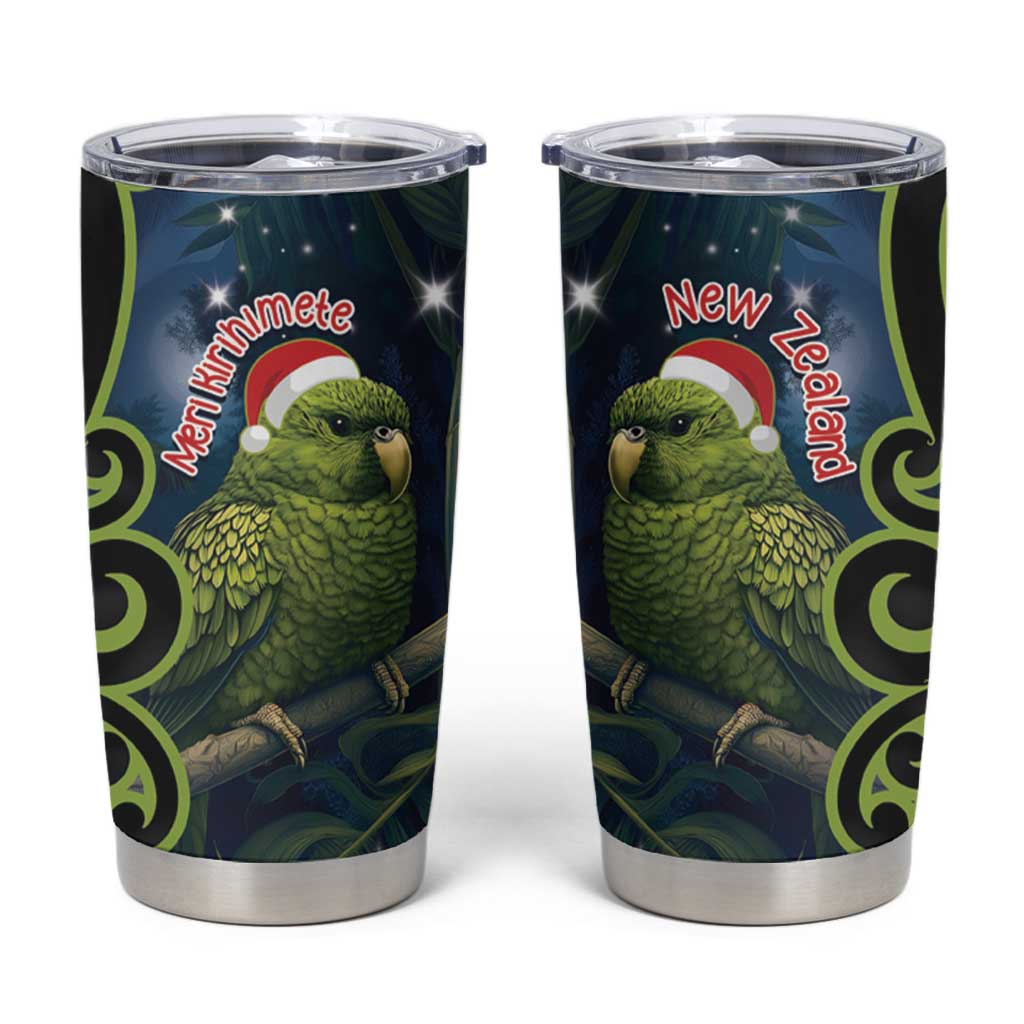 New Zealand Christmas Tumbler Cup Cute Kakapo Meri Kirihimete Maori Koru