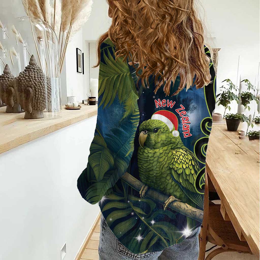 New Zealand Christmas Women Casual Shirt Cute Kakapo Meri Kirihimete Maori Koru LT14 - Polynesian Pride