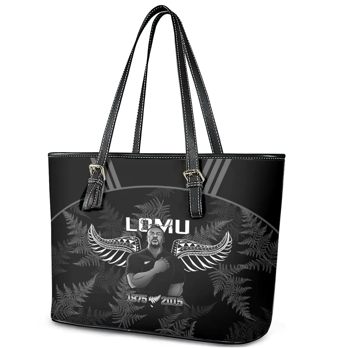 New Zealand Silver Fern Rugby Leather Tote Bag Aotearoa Godfather Proud Gone But Never Forgotten LT14 - Polynesian Pride