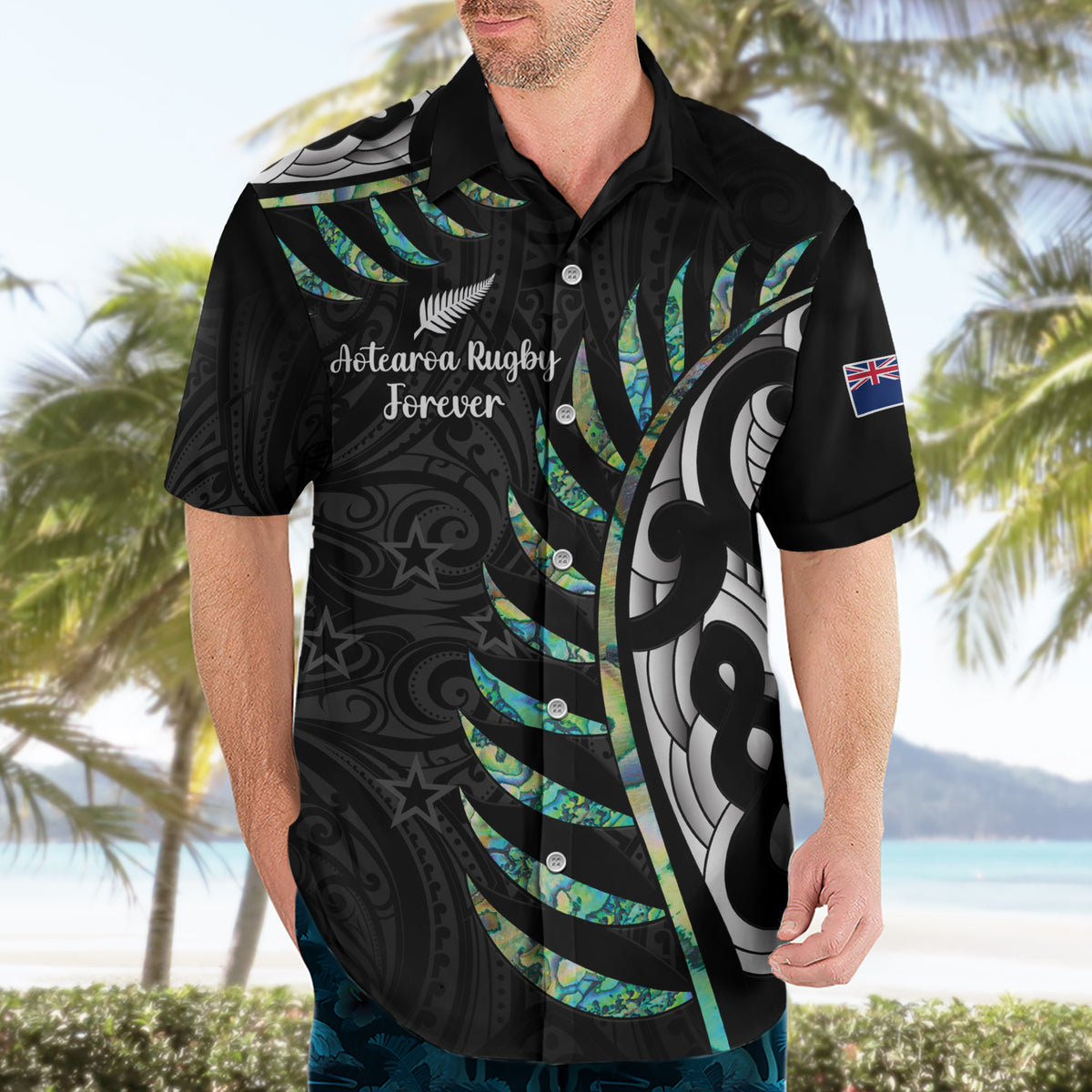 Personalised New Zealand Silver Fern Rugby Hawaiian Shirt Paua Shell With Champions Trophy History NZ Forever LT14 - Polynesian Pride