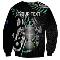 Personalised New Zealand Silver Fern Rugby Sweatshirt Paua Shell With Champions Trophy History NZ Forever LT14 - Polynesian Pride