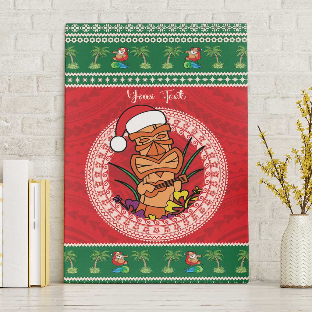 Personalized Hawaii Christmas Canvas Wall Art Tiki Santa Mele Kalikimaka