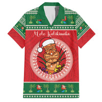 Personalized Hawaii Christmas Family Matching Off The Shoulder Long Sleeve Dress and Hawaiian Shirt Tiki Santa Mele Kalikimaka
