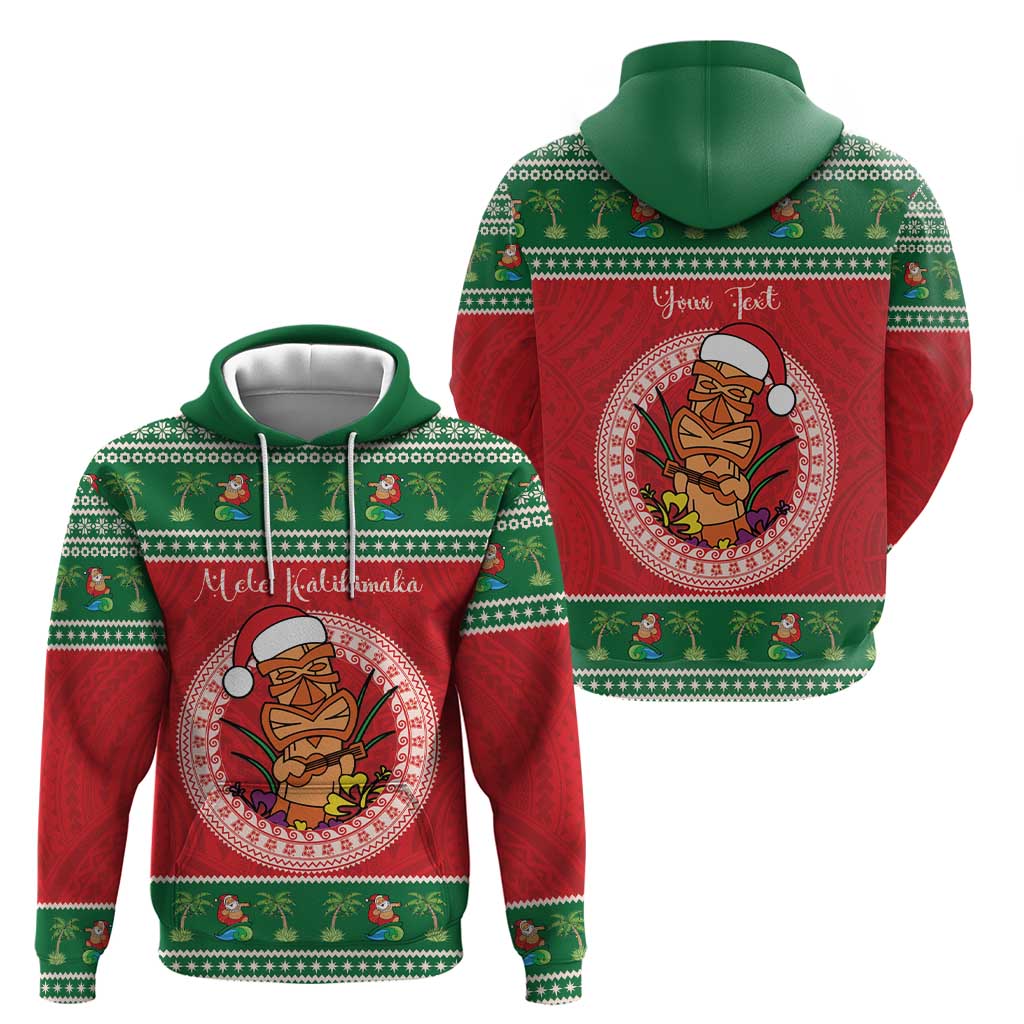 Personalized Hawaii Christmas Hoodie Tiki Santa Mele Kalikimaka