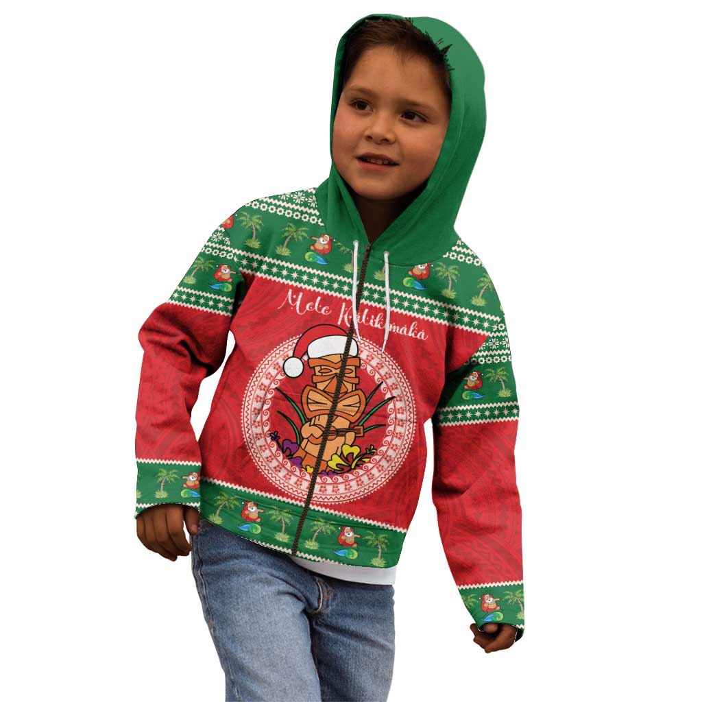 Personalized Hawaii Christmas Kid Hoodie Tiki Santa Mele Kalikimaka
