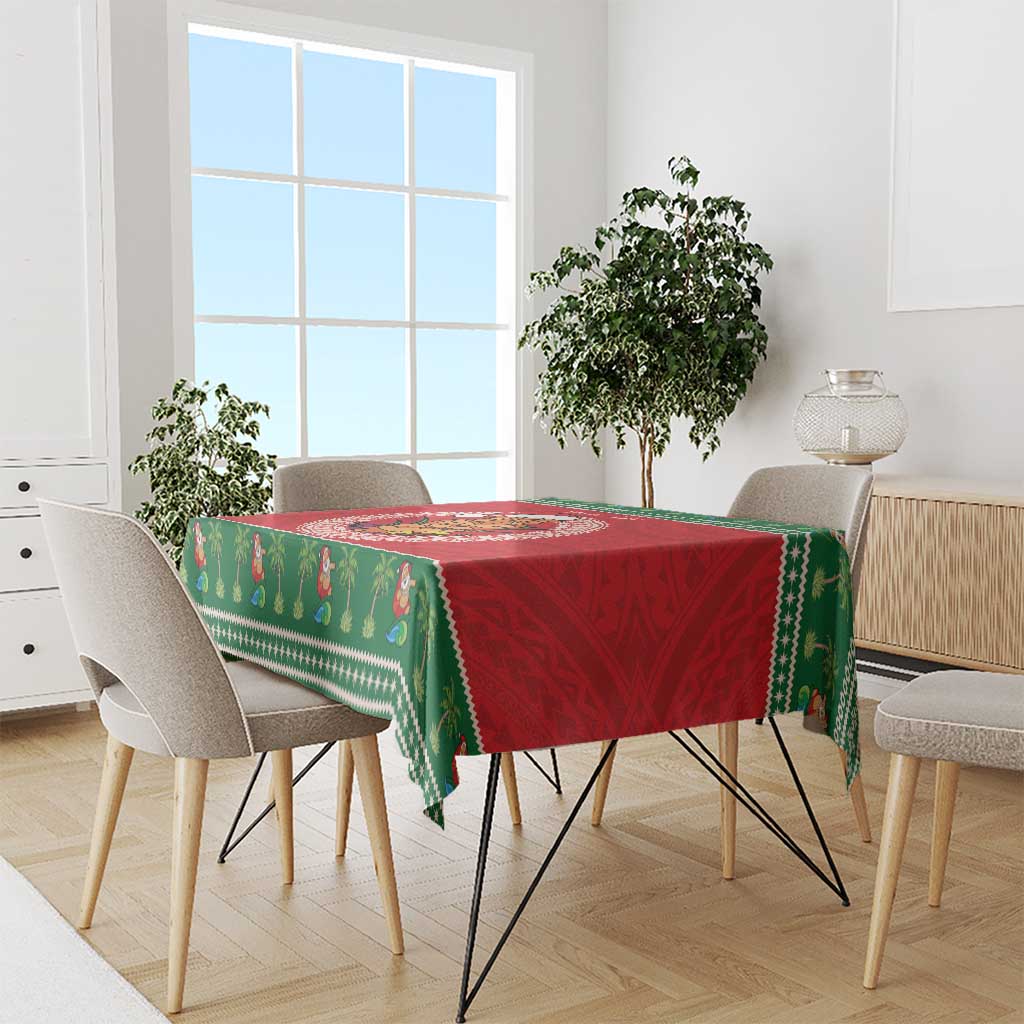 Personalized Hawaii Christmas Tablecloth Tiki Santa Mele Kalikimaka