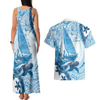 New Zealand Saling Couples Matching Tank Maxi Dress and Hawaiian Shirt Aotearoa Yacht Racing - Born To Sail