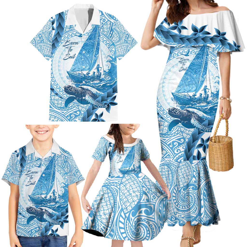 New Zealand Sailing Family Matching Mermaid Dress and Hawaiian Shirt Aotearoa Yacht Racing - Born To Sail LT14 - Polynesian Pride