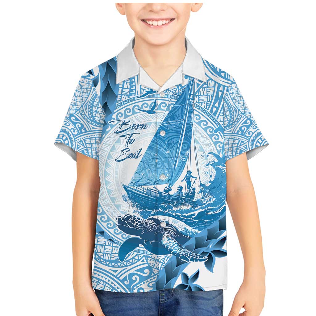 New Zealand Sailing Family Matching Mermaid Dress and Hawaiian Shirt Aotearoa Yacht Racing - Born To Sail LT14 Son's Shirt Blue - Polynesian Pride