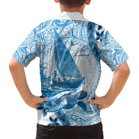 New Zealand Sailing Family Matching Summer Maxi Dress and Hawaiian Shirt Aotearoa Yacht Racing - Born To Sail LT14 - Polynesian Pride