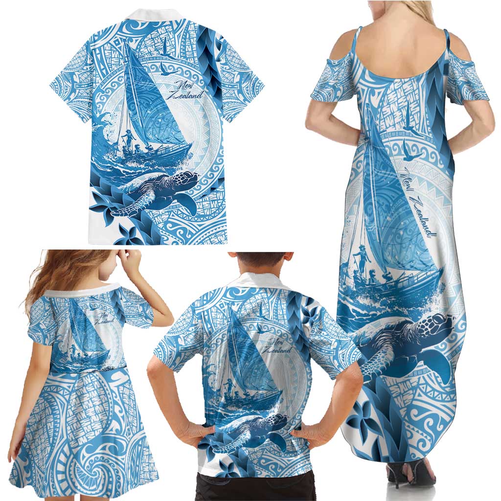 New Zealand Sailing Family Matching Summer Maxi Dress and Hawaiian Shirt Aotearoa Yacht Racing - Born To Sail LT14 - Polynesian Pride