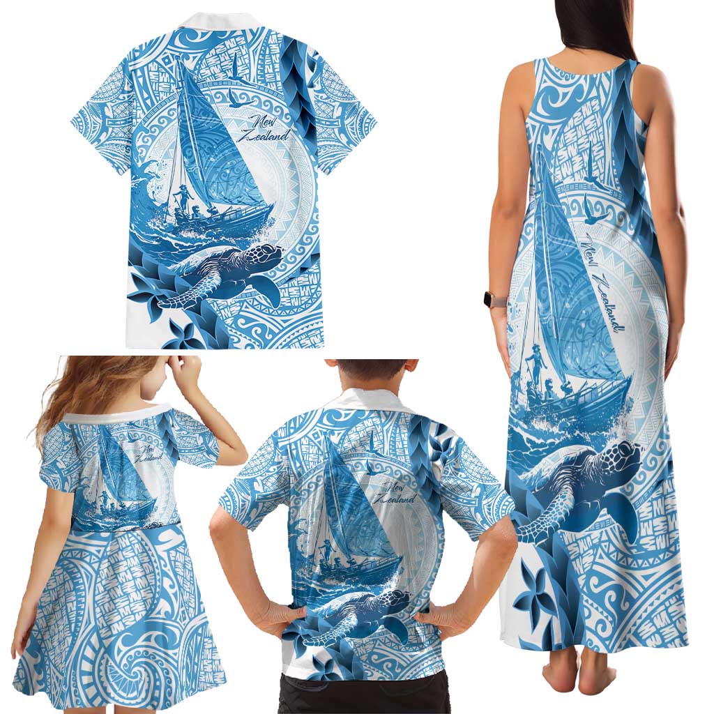 New Zealand Sailing Family Matching Tank Maxi Dress and Hawaiian Shirt Aotearoa Yacht Racing - Born To Sail LT14 - Polynesian Pride