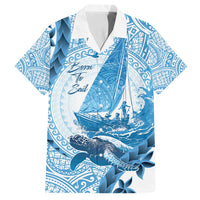 New Zealand Sailing Family Matching Tank Maxi Dress and Hawaiian Shirt Aotearoa Yacht Racing - Born To Sail LT14 Dad's Shirt - Short Sleeve Blue - Polynesian Pride