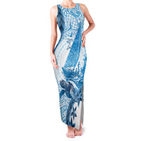 New Zealand Sailing Family Matching Tank Maxi Dress and Hawaiian Shirt Aotearoa Yacht Racing - Born To Sail LT14 Mom's Dress Blue - Polynesian Pride
