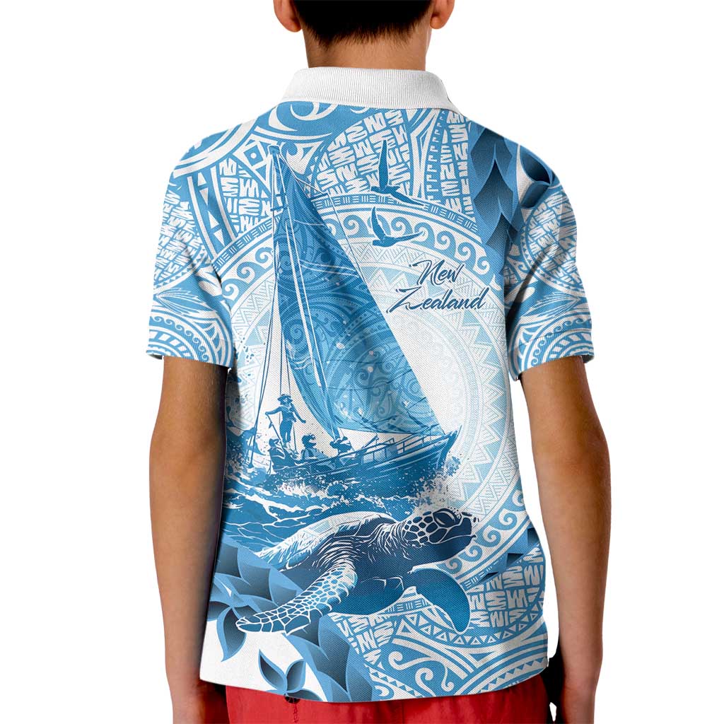 New Zealand Sailing Kid Polo Shirt Aotearoa Yacht Racing - Born To Sail LT14 - Polynesian Pride