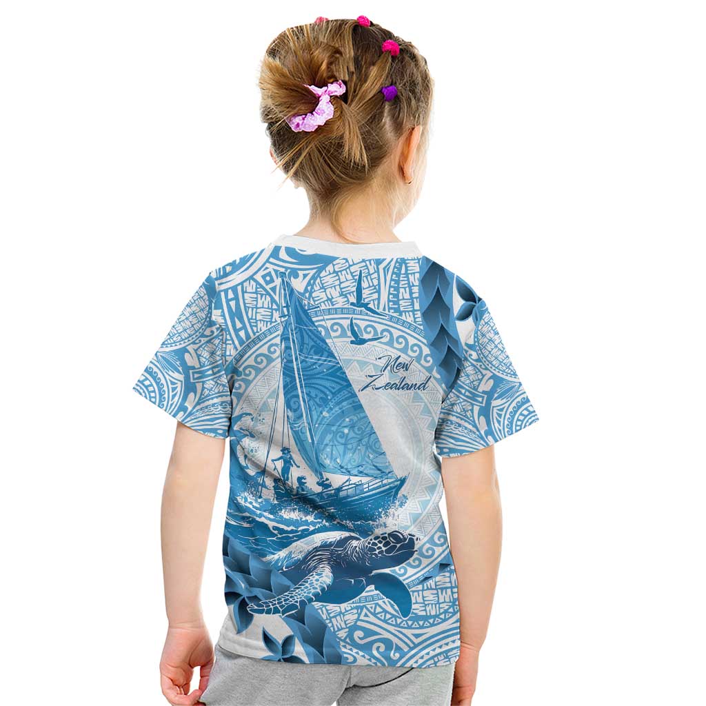 New Zealand Sailing Kid T Shirt Aotearoa Yacht Racing - Born To Sail LT14 - Polynesian Pride