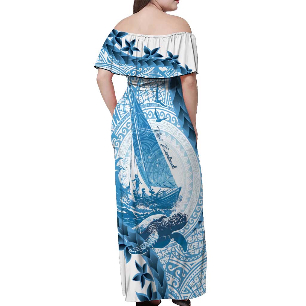 New Zealand Saling Off Shoulder Maxi Dress Aotearoa Yacht Racing - Born To Sail