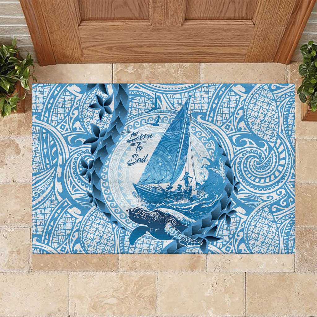 New Zealand Sailing Rubber Doormat Aotearoa Yacht Racing - Born To Sail LT14 Blue - Polynesian Pride