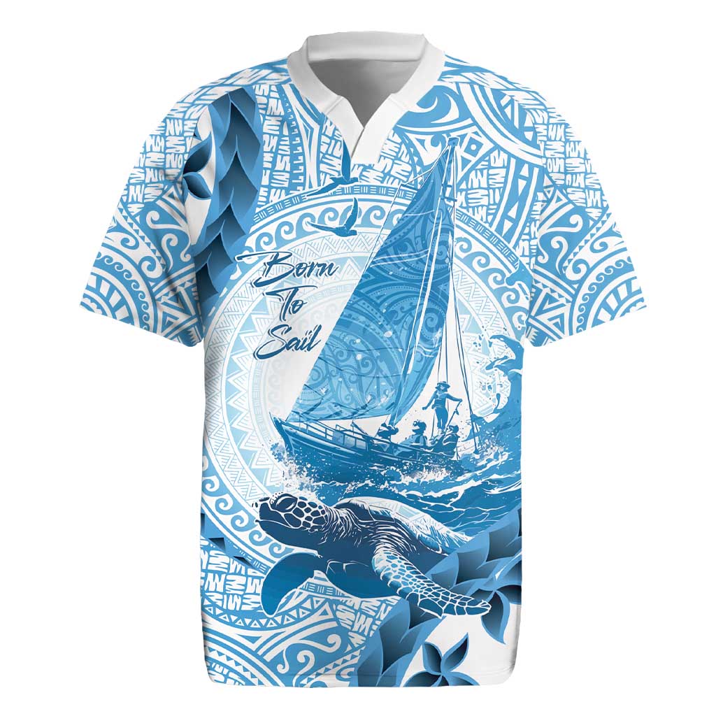 New Zealand Sailing Rugby Jersey Aotearoa Yacht Racing - Born To Sail LT14 Blue - Polynesian Pride