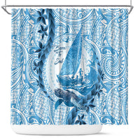 New Zealand Sailing Shower Curtain Aotearoa Yacht Racing - Born To Sail LT14 Blue - Polynesian Pride